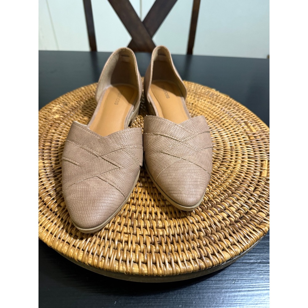 Maurices Shelby Tan Textured d'Orsay Pointed Toe Flats Women 9M Crisscross Strap